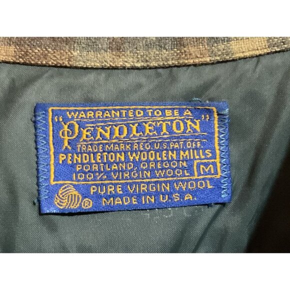 Vtg Pendleton Board Shirt M Virgin Wool Plaid Loop Collar Long Sleeve Shacket - Picture 2 of 7